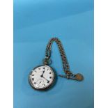 A silver Omega pocket watch with Albert