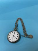 A silver Omega pocket watch with Albert
