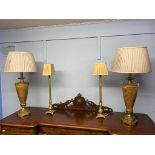Three pairs of table lamps