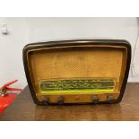 A brown Bakelite radio