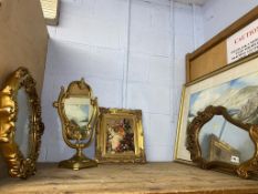 Various pictures and gilt framed mirrors
