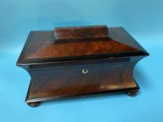 A 19th century rosewood tea caddy, 35cm wide