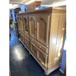 A large oak kitchen cabinet, 296cm x 164cm