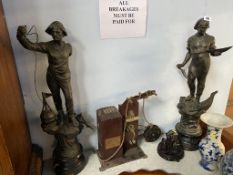 Pair of spelter figures, a Kodatoy Projector etc.