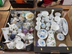 Two trays including Wedgwood, scent bottles etc.