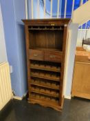 A narrow two drawer wine cabinet, 72cm wide