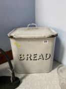 An enamel bread bin