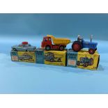 Boxed Corgi toys; Bedford Tipper Truck, 474, a Fordson Power Major Tractor 60 and an Austin A60 De