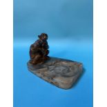 A Franz Bergmann style cold painted pair of Monkeys, mounted on a marble ashtray