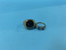 Two 9ct gold rings, 9.9g