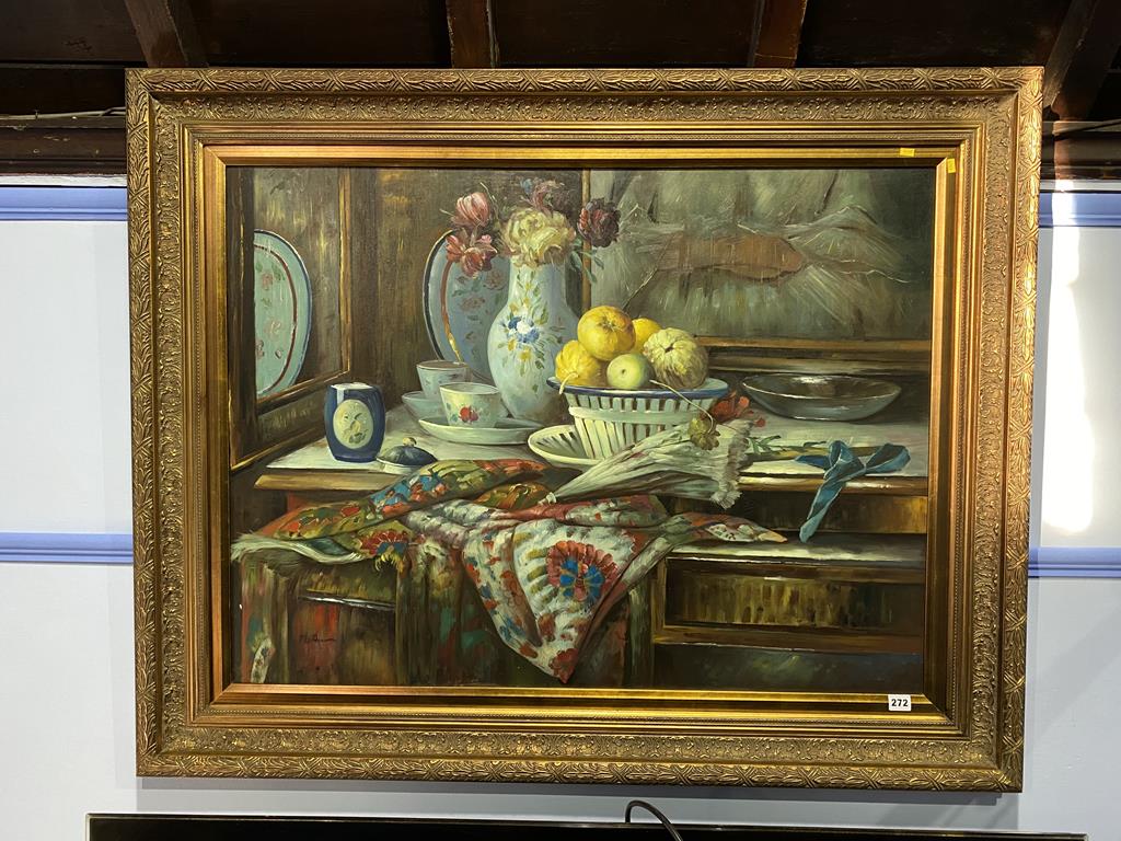 M. Aaron, oil on canvas, signed, Still Life with fruit, 75cm x 100cm - Image 2 of 3