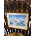 Spitfire' print by Robert Taylor, signed in pencil by Sir Douglas Bader and Johnnie Johnson, 47 x
