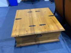 A pine Pandora's box coffee table