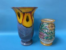 A large Poole vase and a Charlotte Rhead tubeline vase, 45cm x 30cm height