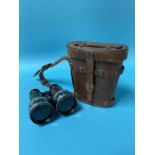 A pair of binoculars, in fitted leather case, stamped, 'J Brooks and Co Ltd 1916 2 1/2'