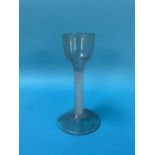 A 19th century opaque double air twist wine glass, 15cm height