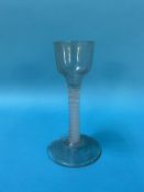 A 19th century opaque double air twist wine glass, 15cm height