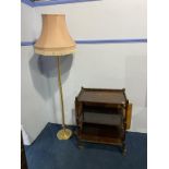 A tea trolley, modern lamp and folding table