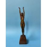 An Art Deco bronze nude, the onyx base signed D. H. Chiparus and Etling Paris, 23.5cm including