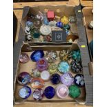 A collection of paperweights