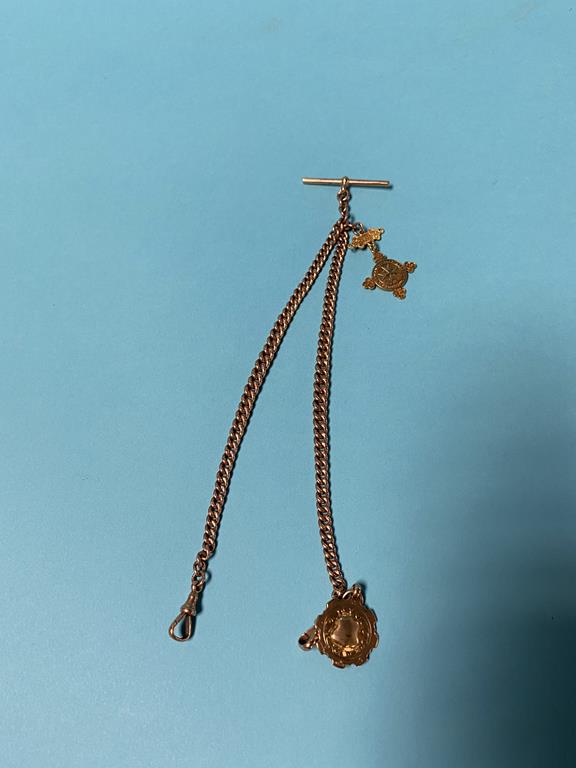 A 9ct gold Albert, with 14ct gold fob, 49.4g, approx 40cm