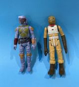 Two loose Star Wars figures, Boba Fett and Bossk