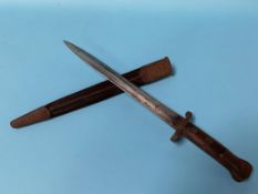 A bayonet and scabbard, stamped 'V.K.'
