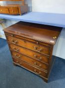 A straight front mahogany four drawer chest of drawers, with brushing slide, 70cm wide