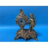A small gilt metal clock by the Ansonia clock company, 21cm height