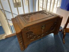 A carved Oriental chest