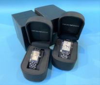 Two stainless steel Emporio Armani wristwatches (boxed)