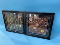 A large collection of enamelled mining badges and pins