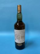 A bottle of Talisker 10 year old single malt whisky