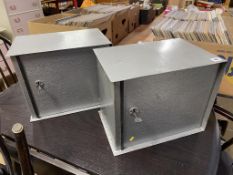 Two lockable steel cabinets