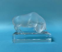 A Lalique paperweight, modelled as a Bull