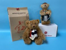 A boxed modern Steiff teddy bear and a boxed Hermann bear