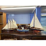 Three model boats