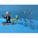 Advertising: A Martel Cognac plastic advertising figure, a limited edition Babycham model and five