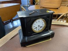 A Victorian slate mantle clock