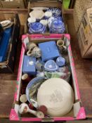 Two trays, to include Wedgwood and Ringtons etc.