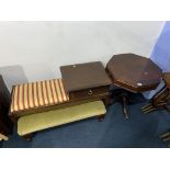 A telephone seat, footstool and an occasional table