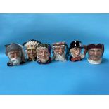 Six Royal Doulton Toby Jugs, to include Neptune, 'Don Quixote' etc.