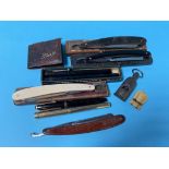A collection of cut throat razors etc.