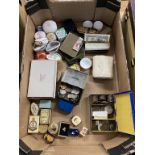 Assorted coins and pill pots etc.