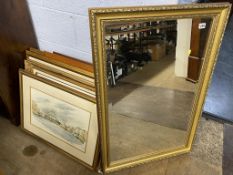 Various gilt framed prints and mirrors