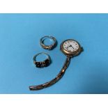 A 9ct gold ring and ladies watch etc.