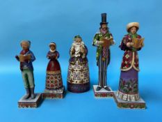 Five Jim Shore Heartwood Creek Christmas figures