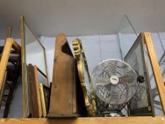 A shelf of assorted, to include a fan etc.