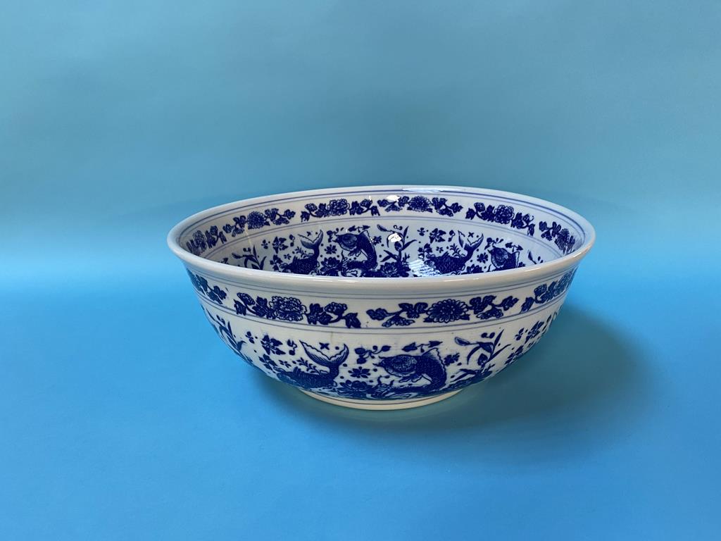 A large Chinese blue and white bowl, 41cm diameter