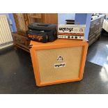 An Orange Tiny Terror amp and an Orange 16 unit amp